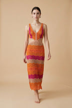 Silvia Fuchsia & Orange Knit Dress | Casa Maly