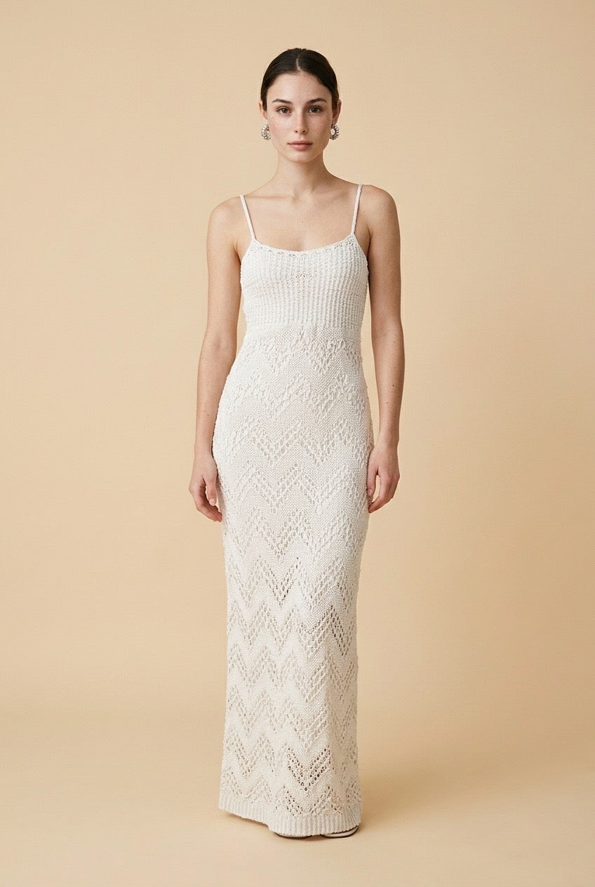 Off White Knit Top & Midi Skirt Set | Casa Maly