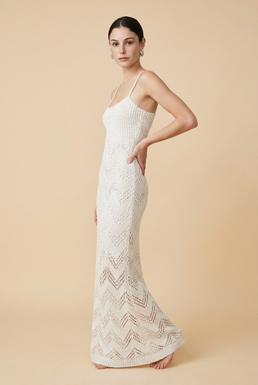 Off White Knit Top & Midi Skirt Set | Casa Maly
