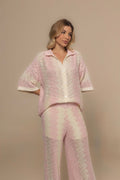 Pink & Beige Knit Two-Piece Resort Set | Casa Maly