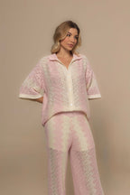 Pink & Beige Knit Two-Piece Resort Set | Casa Maly