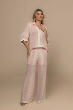 Pink & Beige Knit Two-Piece Resort Set | Casa Maly