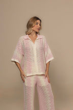 Pink & Beige Knit Two-Piece Resort Set | Casa Maly