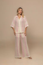 Pink & Beige Knit Two-Piece Resort Set | Casa Maly