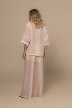 Pink & Beige Knit Two-Piece Resort Set | Casa Maly