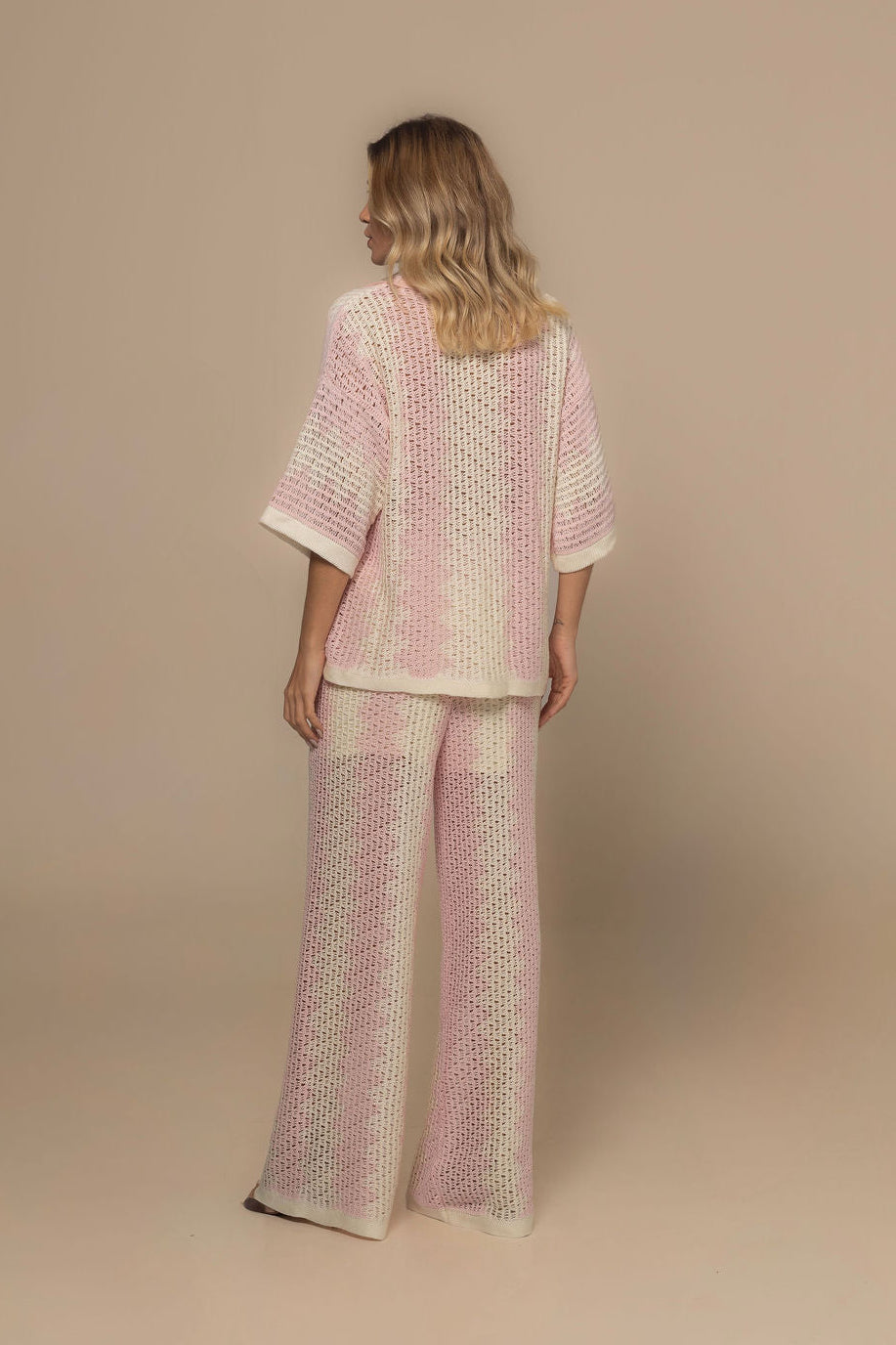 Pink & Beige Knit Two-Piece Resort Set | Casa Maly