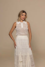 Set Trullo Off White Viscose Skirt Set | Casa Maly