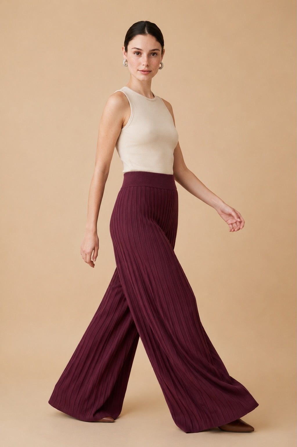 Samba Burgundy Acrylic Knit Pant | Casa Maly