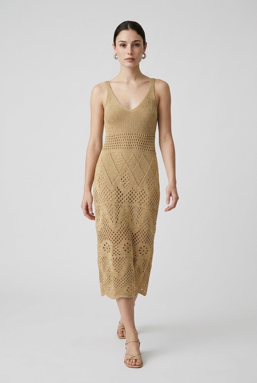 Serena Beige Tejido Dress | Casa Maly