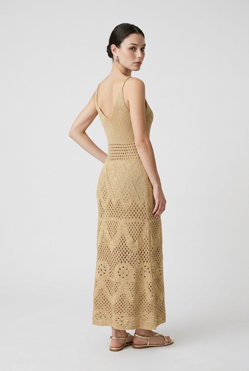 Serena Beige Tejido Dress | Casa Maly
