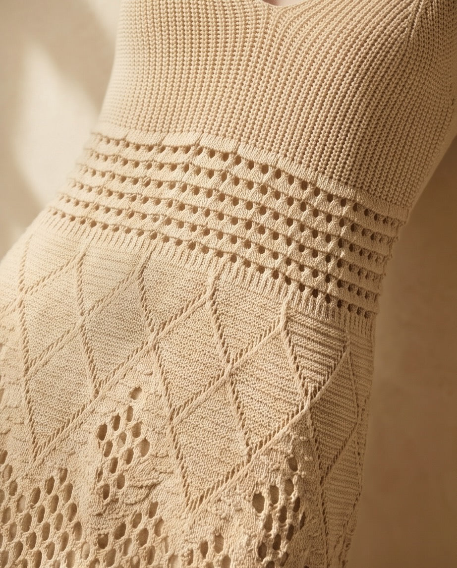 Serena Beige Tejido Dress | Casa Maly