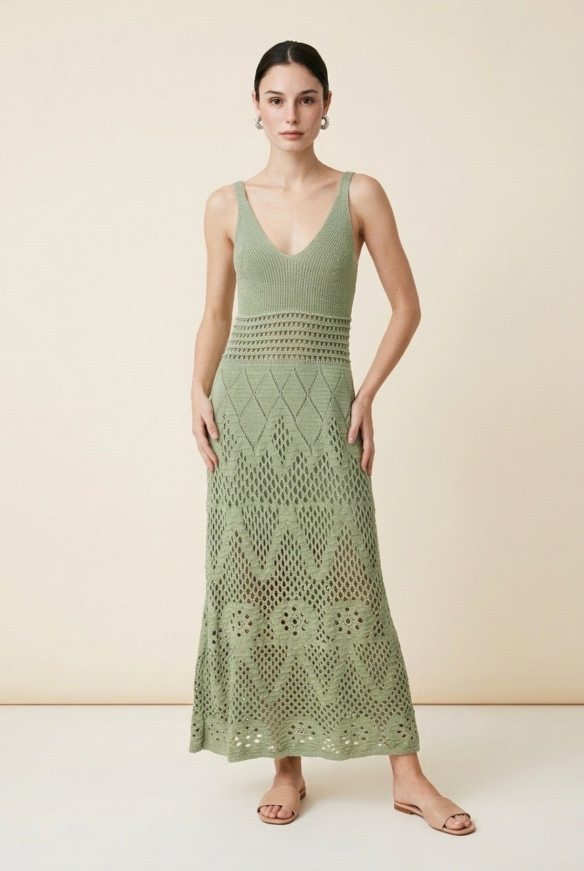 Serena Green Tejido Dress | Casa Maly