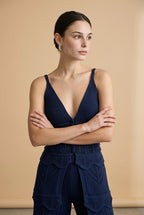 Front view of the women's Ostuni Set in navy One Size by Casa Maly