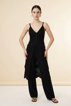 Front view of the women's Ostuni Set in black One Size by Casa Maly