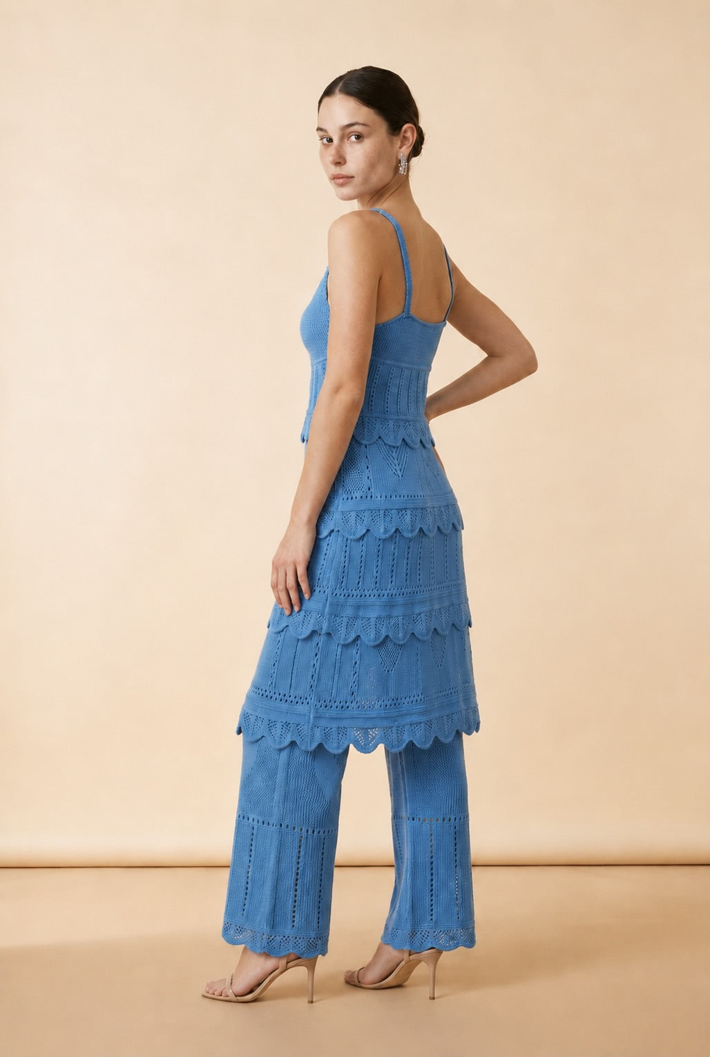 Front view of the women's Ostuni Set in blue One Size by Casa Maly