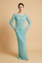 Praia Mayan Aquamarine Open-Stitch Knit Set | Casa Maly