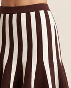 Marina Striped Strapless Peplum Top and Mini Skirt Knit Set in Red and White | Casa Maly