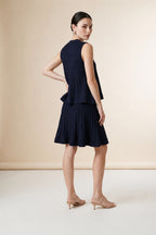 Olivia Blouse and Skirt Two-Piece Set in Navy | Casa Maly