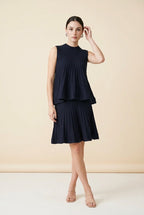 Olivia Blouse and Skirt Two-Piece Set in Navy | Casa Maly
