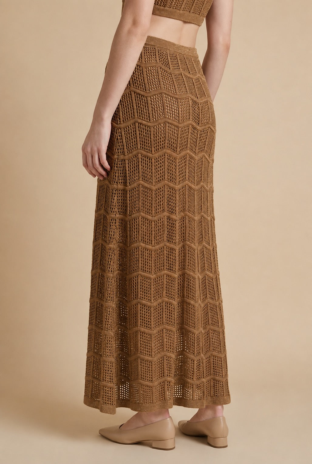Silvia Lurex Gold Crochet V-Neck Dress | Casa Maly