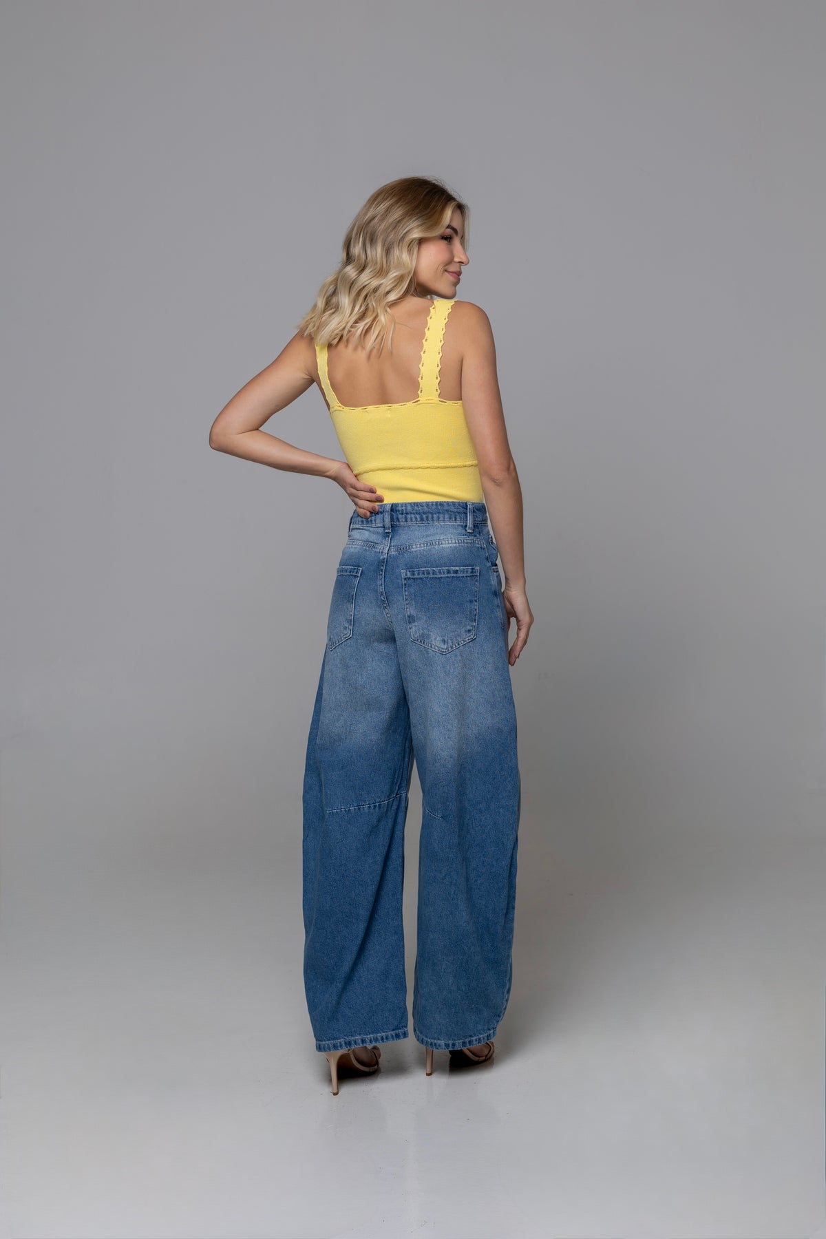 Coquette Textured Acrylic Knit Top in Yellow | Casa Maly