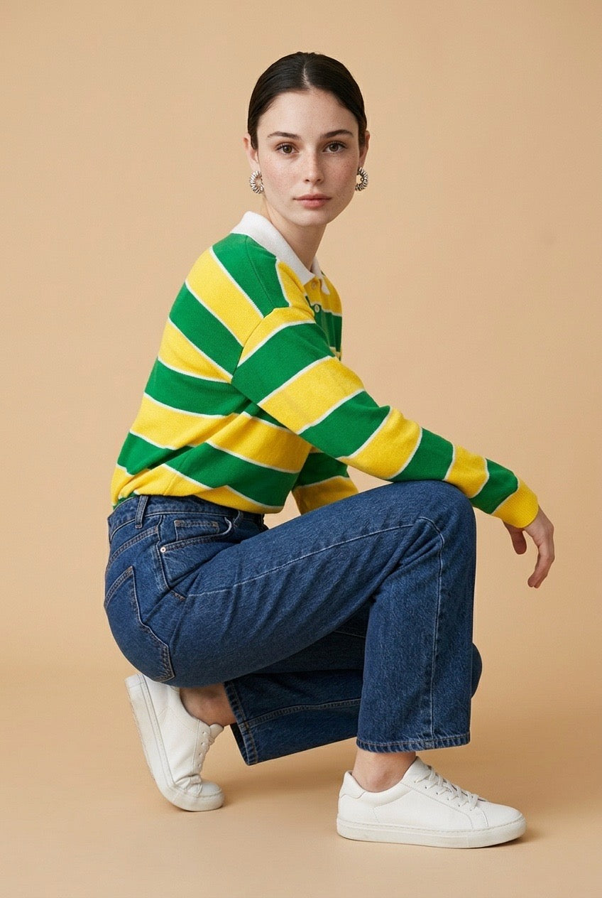 Top Vintage Rugby Green & Yellow | Casa Maly