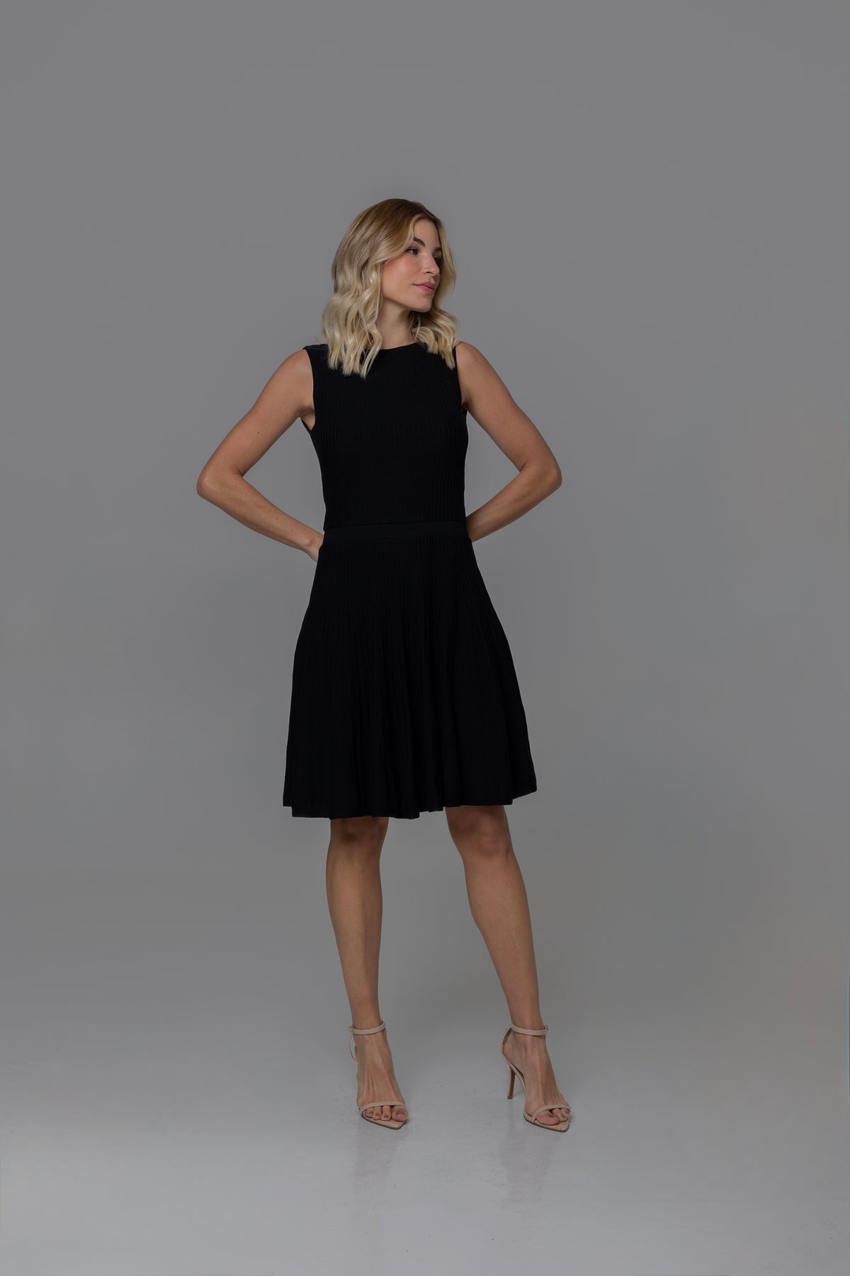 Amina Black Lined Knit Midi Dress | Casa Maly