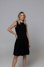 Amina Black Lined Knit Midi Dress | Casa Maly