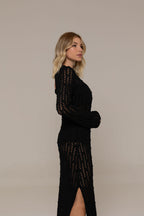 Vanessa Black Polyester Elegant Dress | Casa Maly